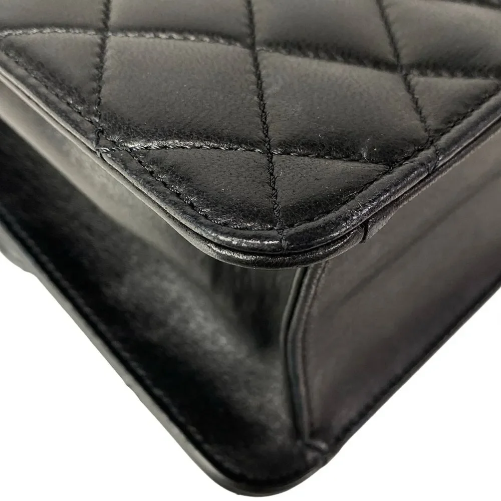 Chanel Single Flap Matelasse Shoulder Bag A03570 Black Gold Lambskin Hardware